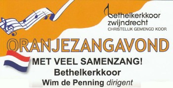 Oranjezangavond in de Bethelkerk