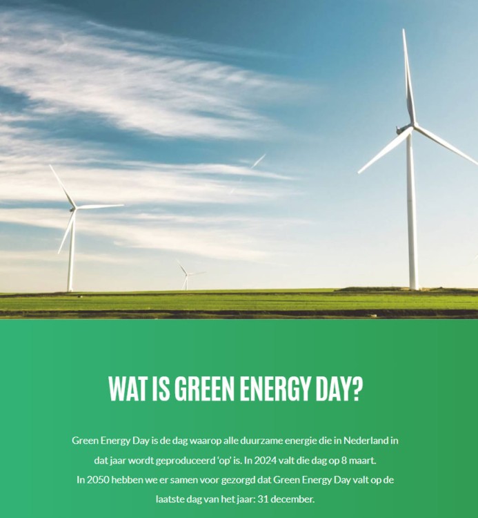 8 maart is Green Energy Day 2024: de dag dat de duurzame energie ‘op’ is