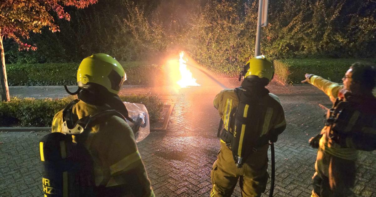 Meerdere prullenbakken in brand op parkeerterrein Albert Schweitzer Ziekenhuis